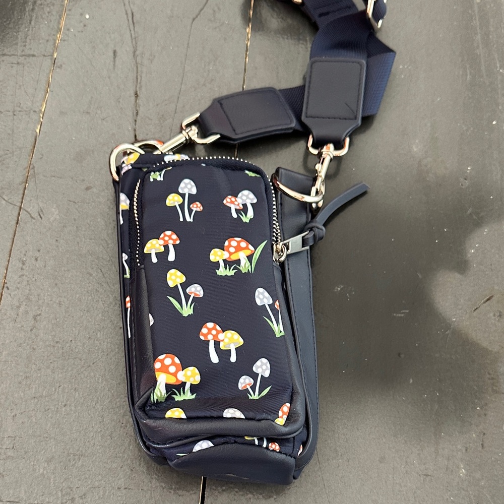 No Boundaries Navy Mushroom Print Crossbody Bag